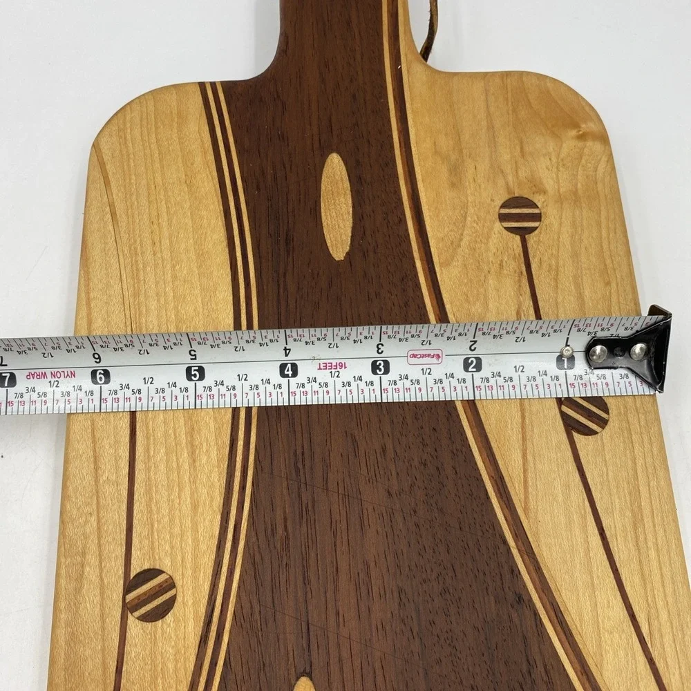 Handmade Wood Charcuterie Board Walnut Cherry Maple Small Round Inlay Cabin 6x9